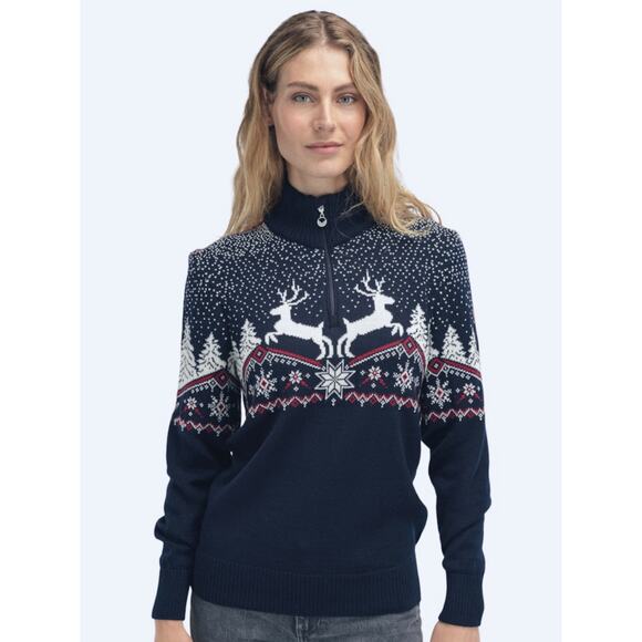 Dale of Norway Women’s Merino Wool Christmas Sweater Navy XS - Picture 1 of 9